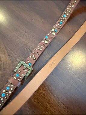 Jessica Simpson Brown Leather Belt with Turquoise Accents size XL